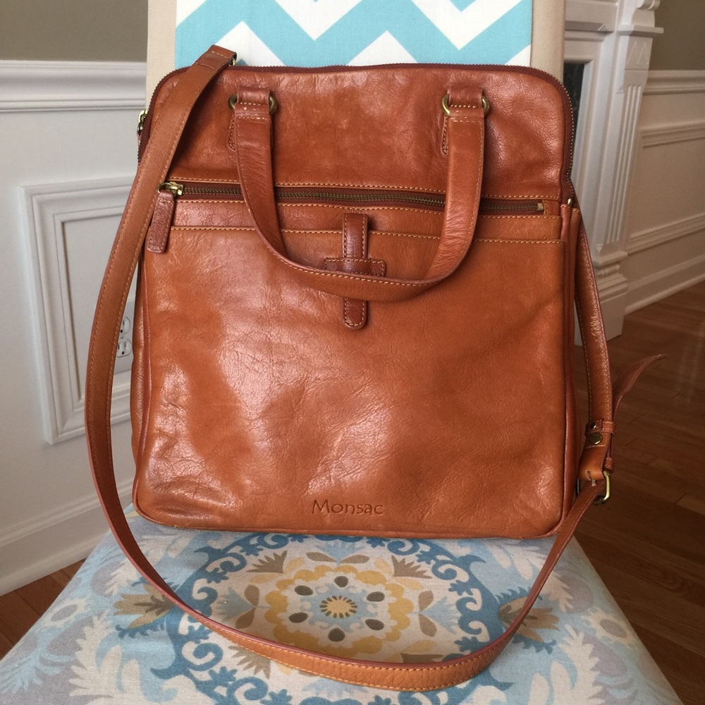 Monsac Leather Messenger Bag